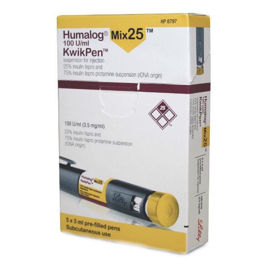 Humalog Mix 25 KwikPen 100IU 3ml-5 Pens